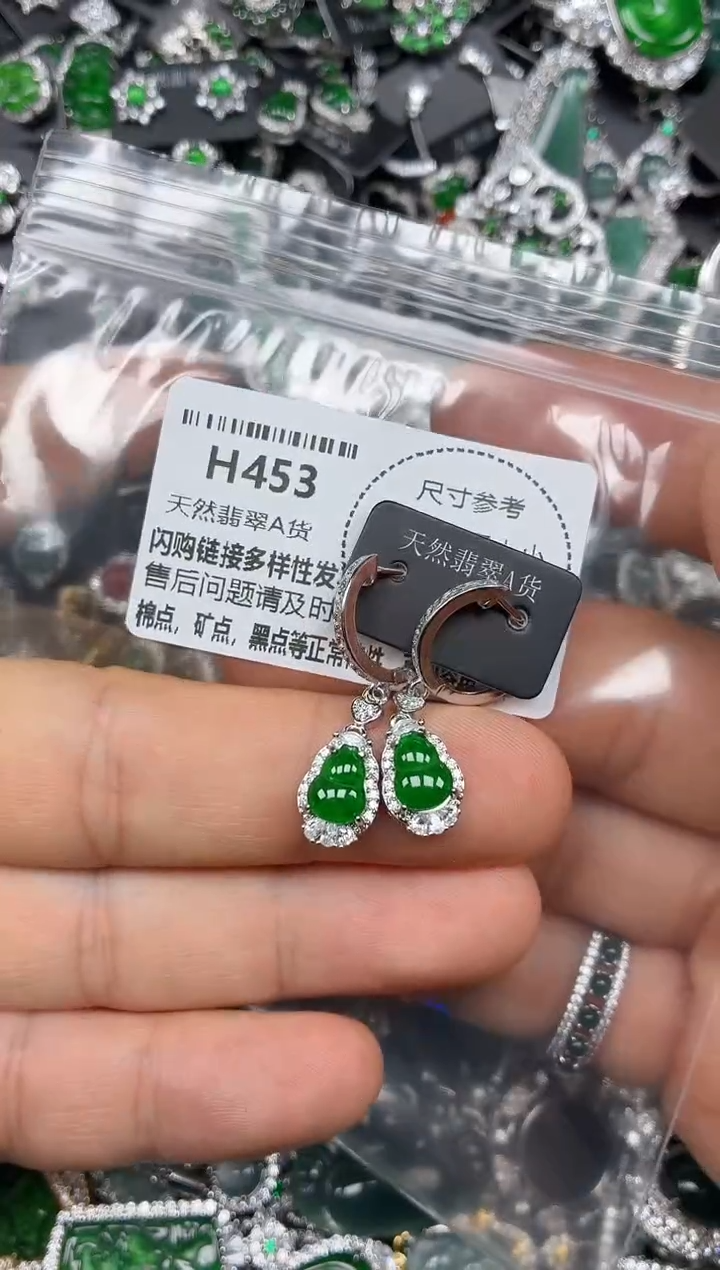 颈饰未镶嵌翡翠H453耳扣