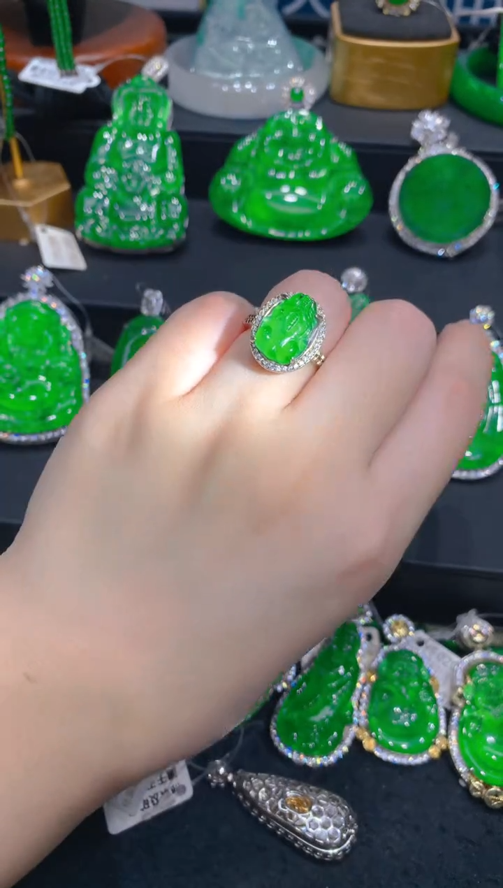 【闪购商品】翡翠戒指银S925镶嵌一季