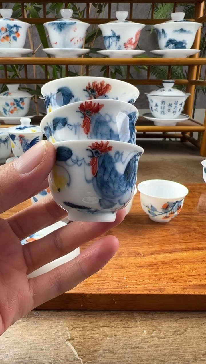 【闪购商品】微瑕公鸡美人杯3个