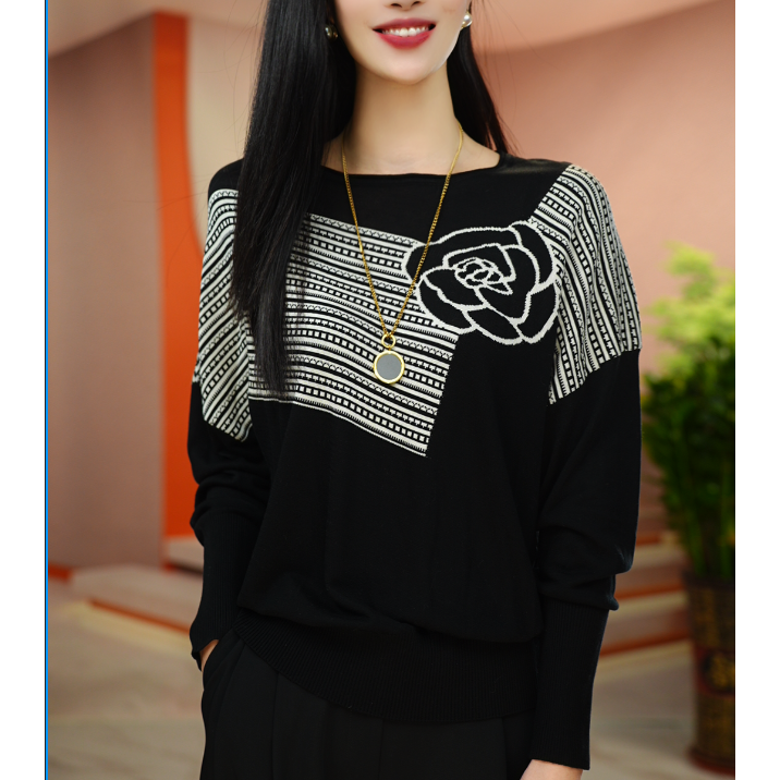 【艾琳凯】2025春季新款时尚长袖气质洋气立领毛衣my001