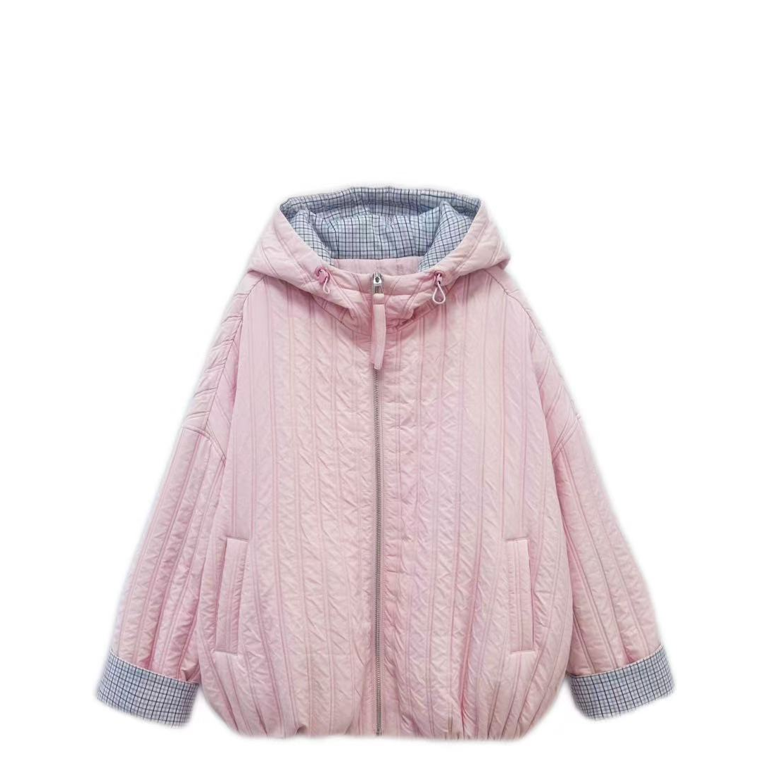 【绿子粉丝专享】高品质-25035厚款提花印花棉服棉衣拼接韩版ins