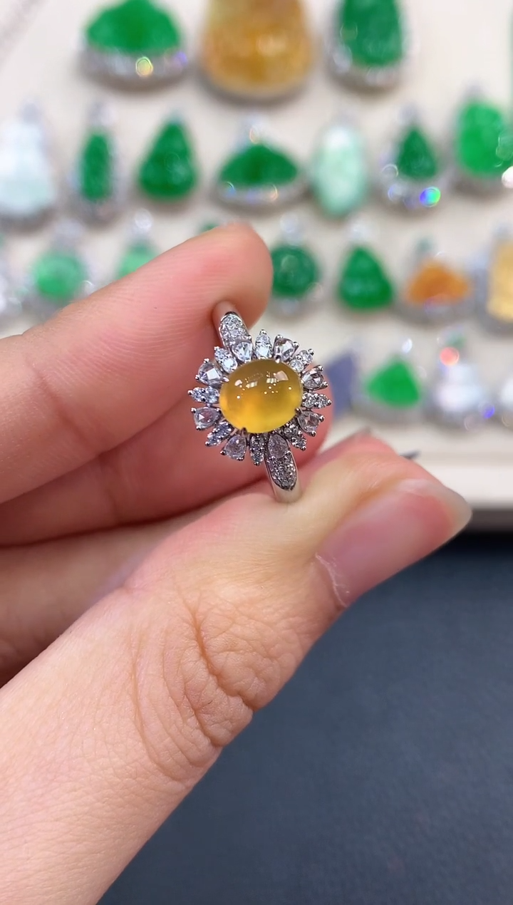 【闪购商品】翡翠戒指18K金镶嵌D11  