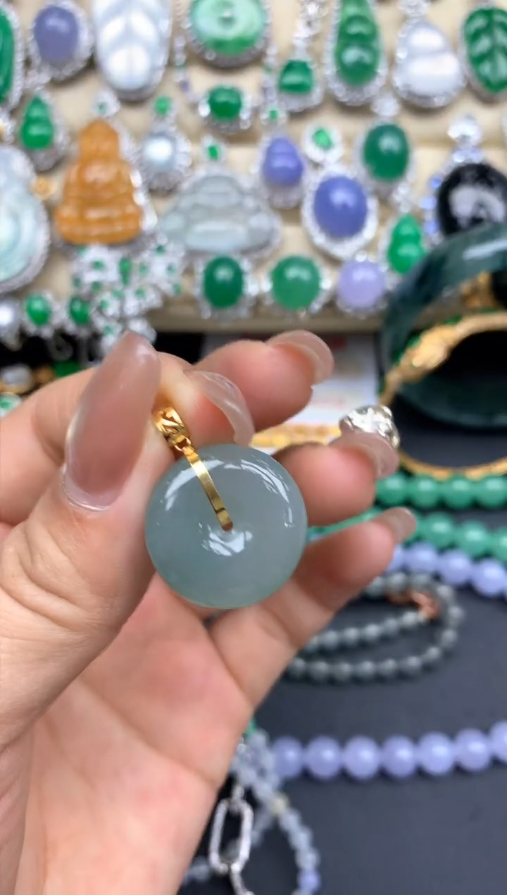 颈饰18K金镶嵌翡翠117-中国好珍宝