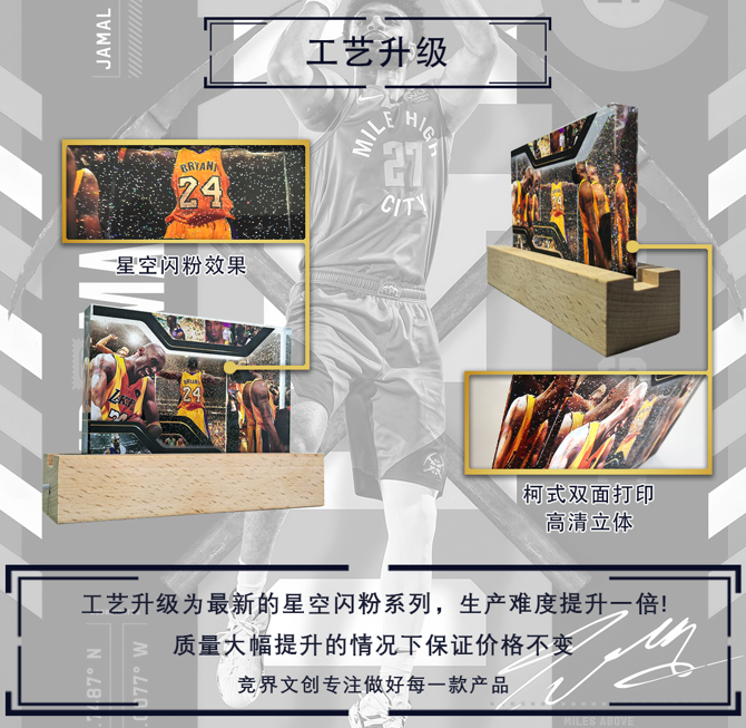 N B A星空闪粉周边（插队专属）精美高透水晶砖摆件手办搭子生日礼