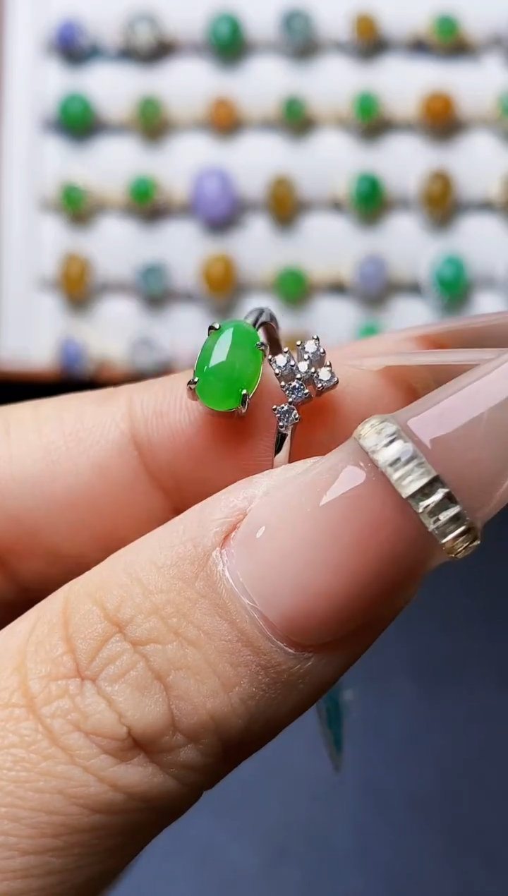 银S925镶嵌戒指翡翠4532