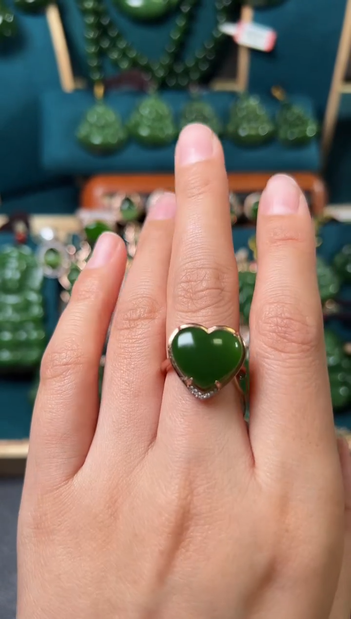 【闪购商品】和田玉（碧玉）戒指银S925镶嵌碧玉