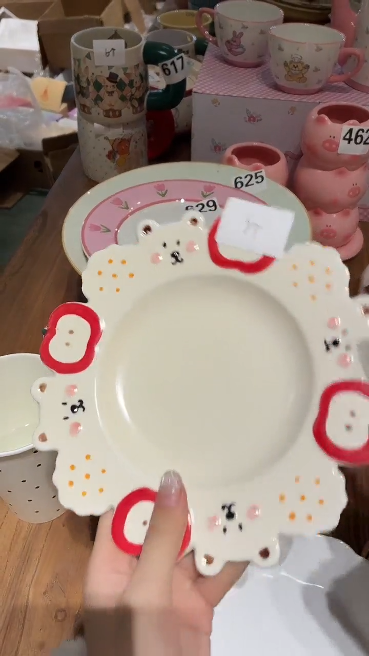 瓷630 苹果 小熊 盘子 瑕疵