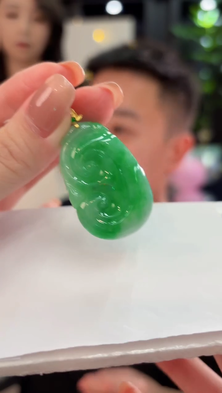 吊坠(不含链)18K金镶嵌翡翠 缅甸A货/支持复检/一件
