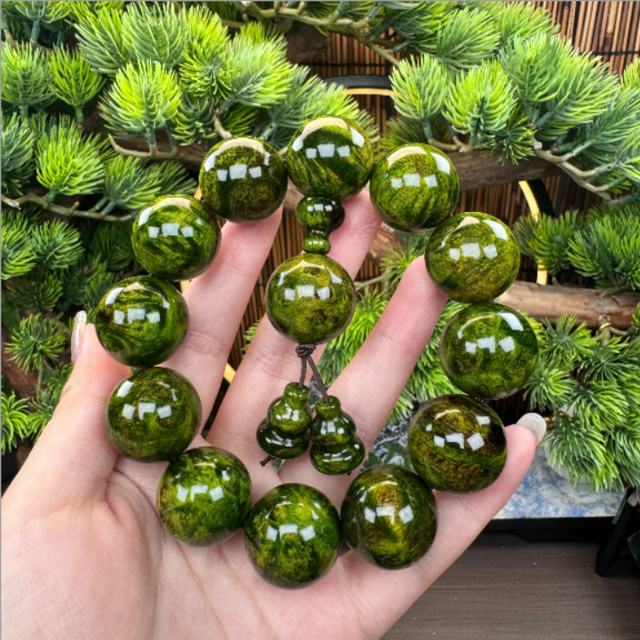 【唯真文玩阁】584 丹青留疤纹2.0cm高油松木质手串