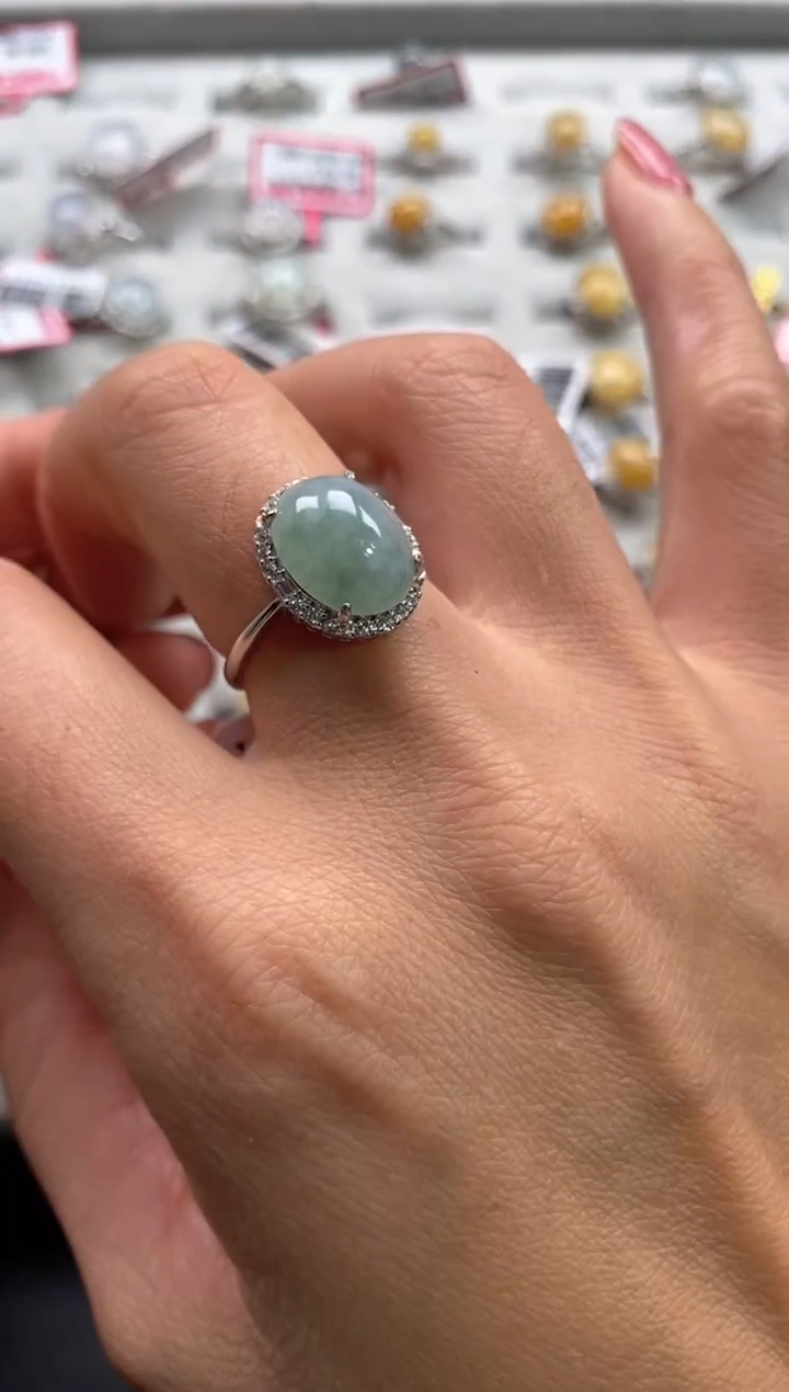 【闪购商品】翡翠戒指银S925镶嵌222222222     4