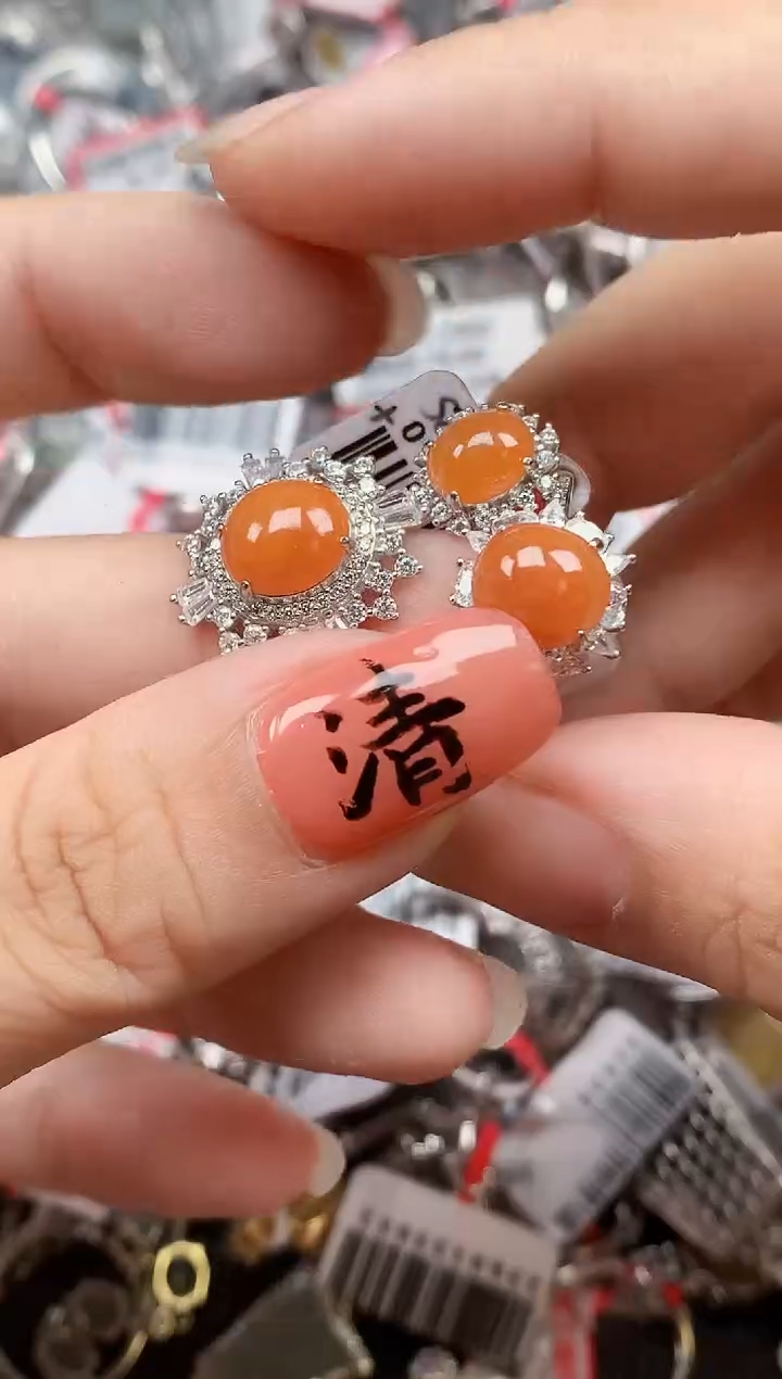 银S925镶嵌戒指翡翠天然A货缅甸翡翠