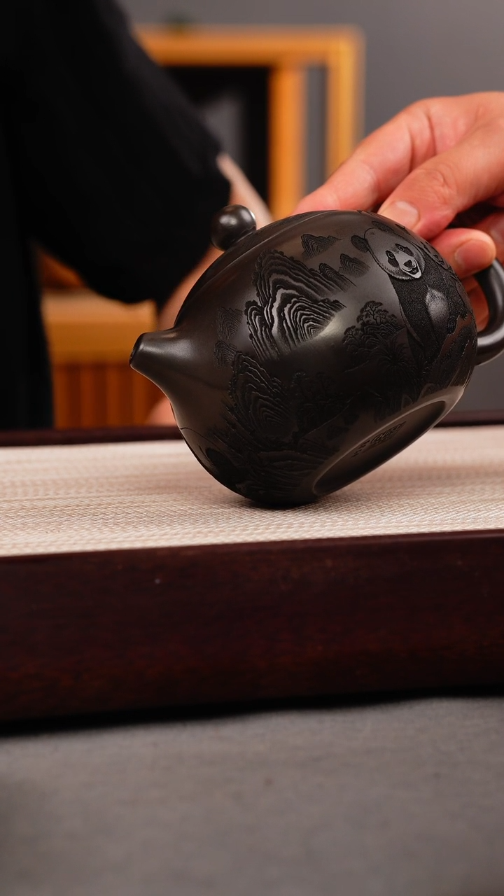 茶杯紫砂石黄 西施 熊猫