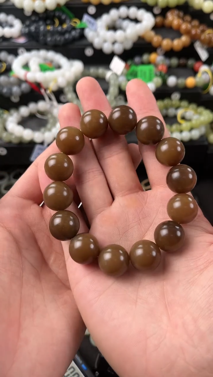【闪购商品】和田玉手串未镶嵌且末金山黑红糖手串卡16微色差
