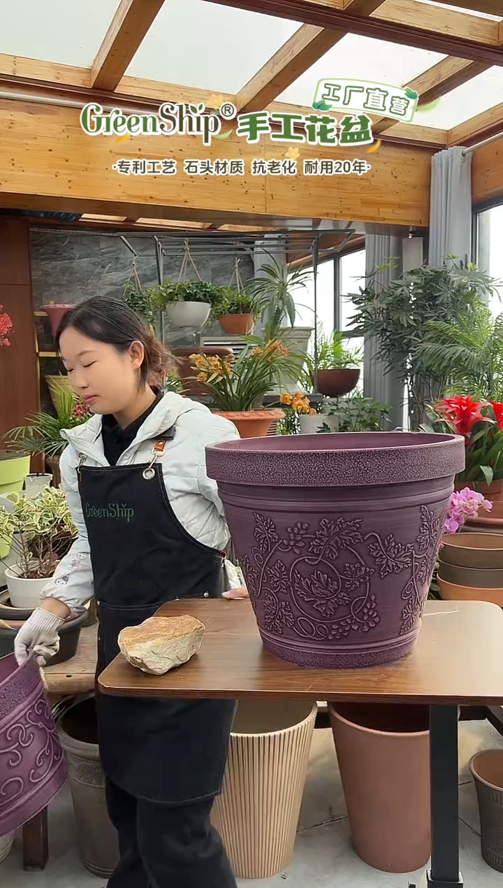 38*31/MF38/紫色浮雕纹理大花盆