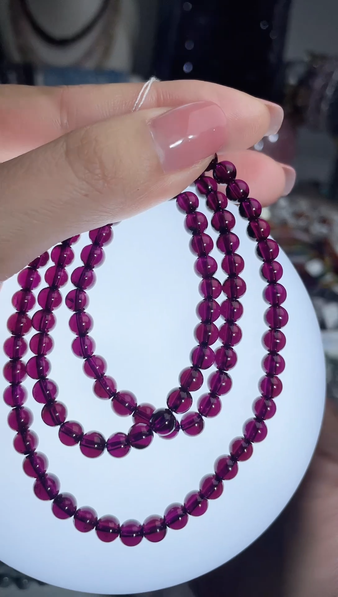 【闪购商品】石榴石（紫牙乌）手链未镶嵌5mm紫牙乌石榴石多圈手链