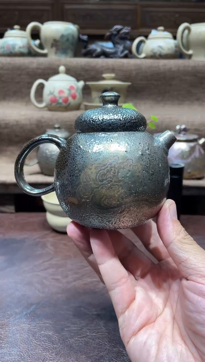 泥塑丹窑银釉刻填115号200cc
