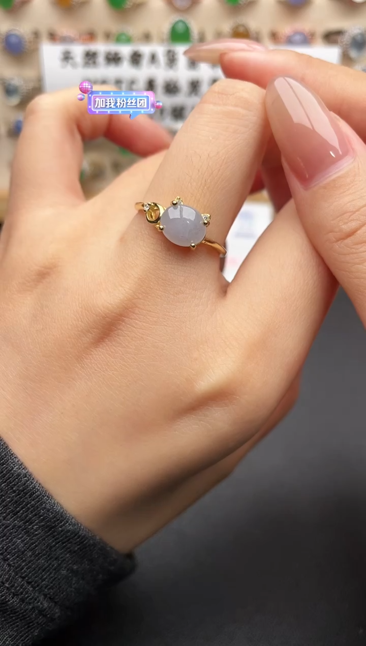 银S925镶嵌戒指翡翠一物一证一礼盒