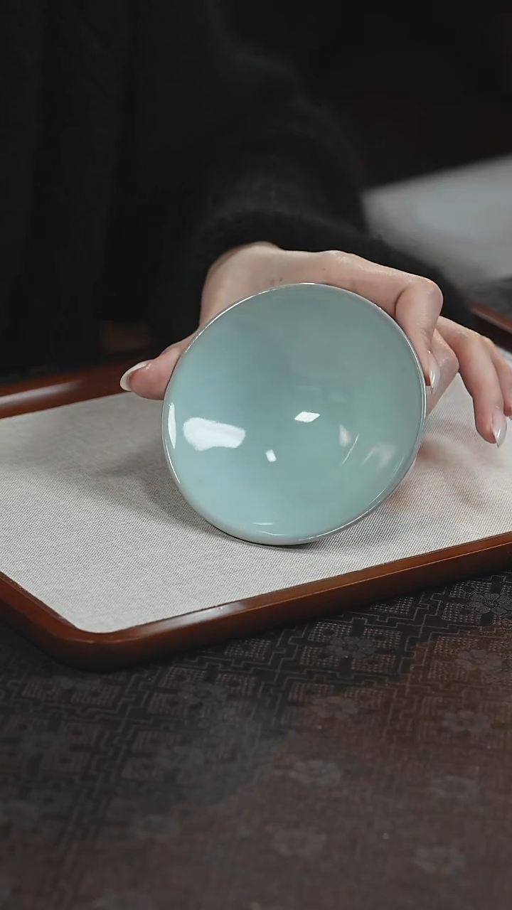 瓷周周磊 酥面釉 斗笠盏