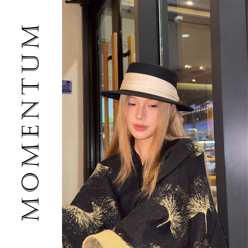 双12【时髦千金】100羊毛礼帽经典法式百搭礼帽女高端秋冬平顶帽