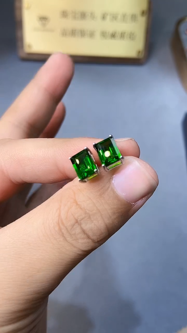 【闪购商品】透辉石耳饰银S925镶嵌354