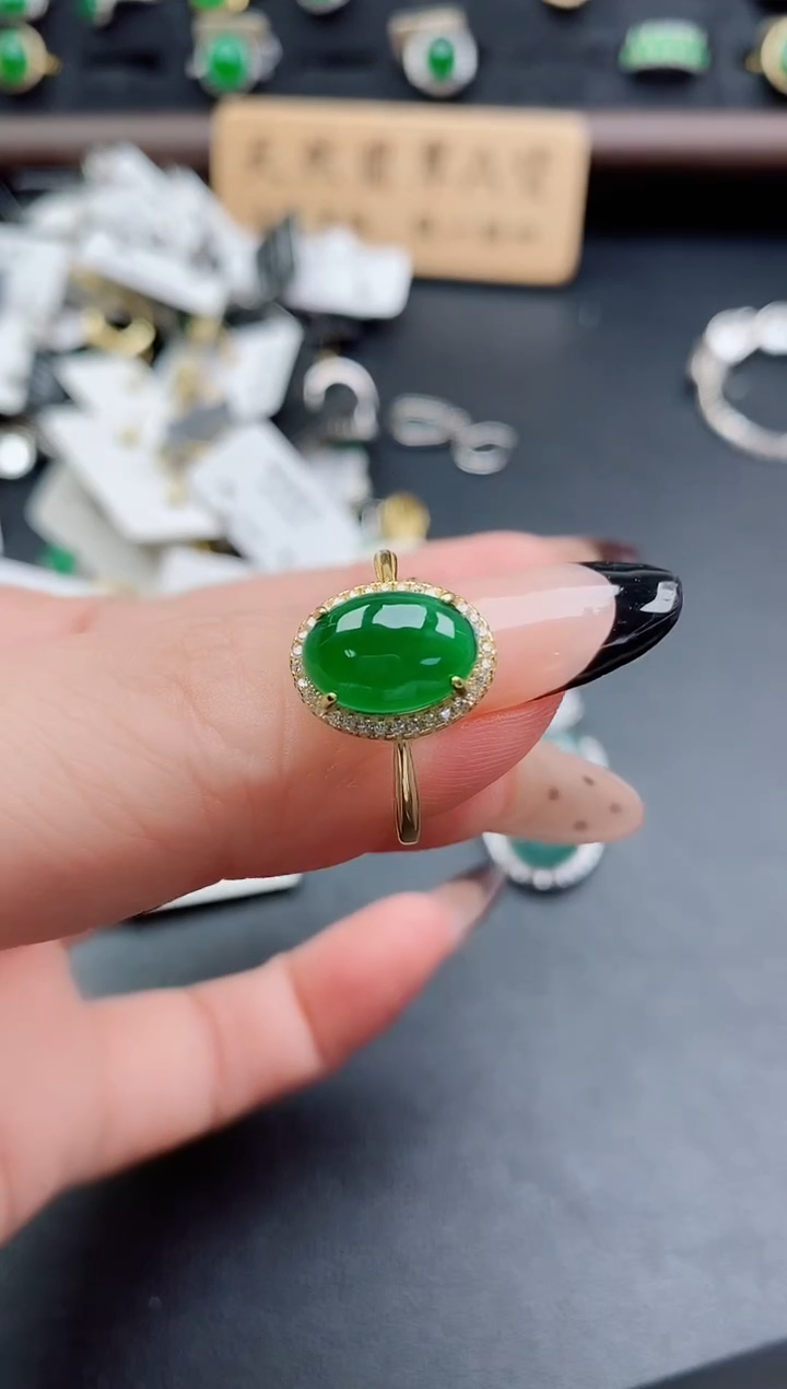 银S925镶嵌戒指翡翠1