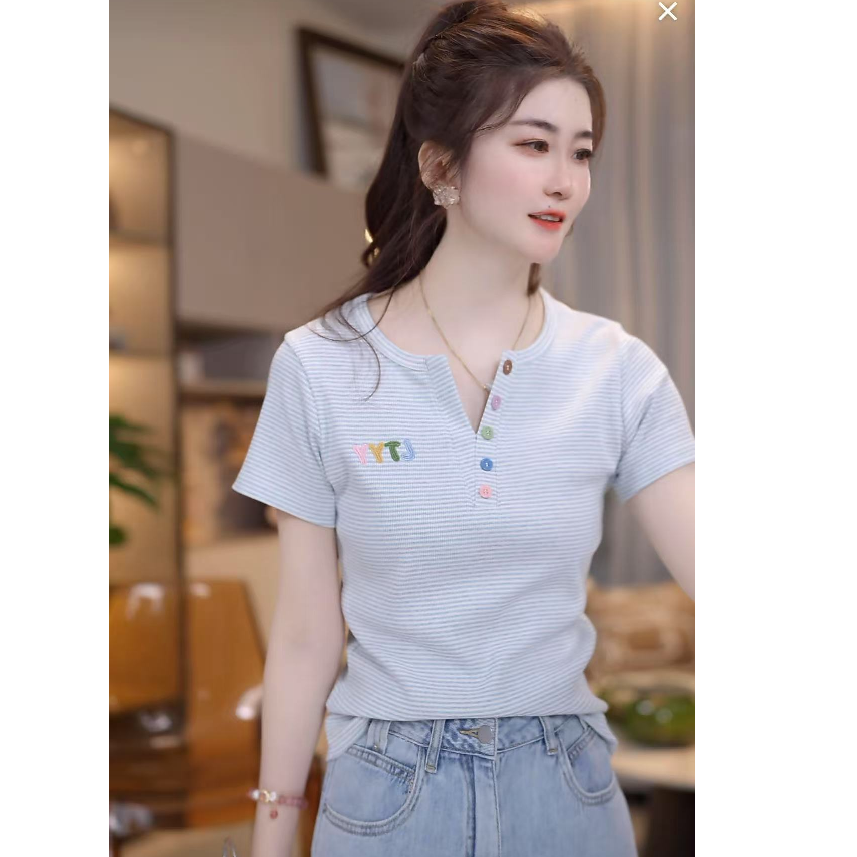 『彩扣设计S』设计显瘦百搭时尚T恤4420