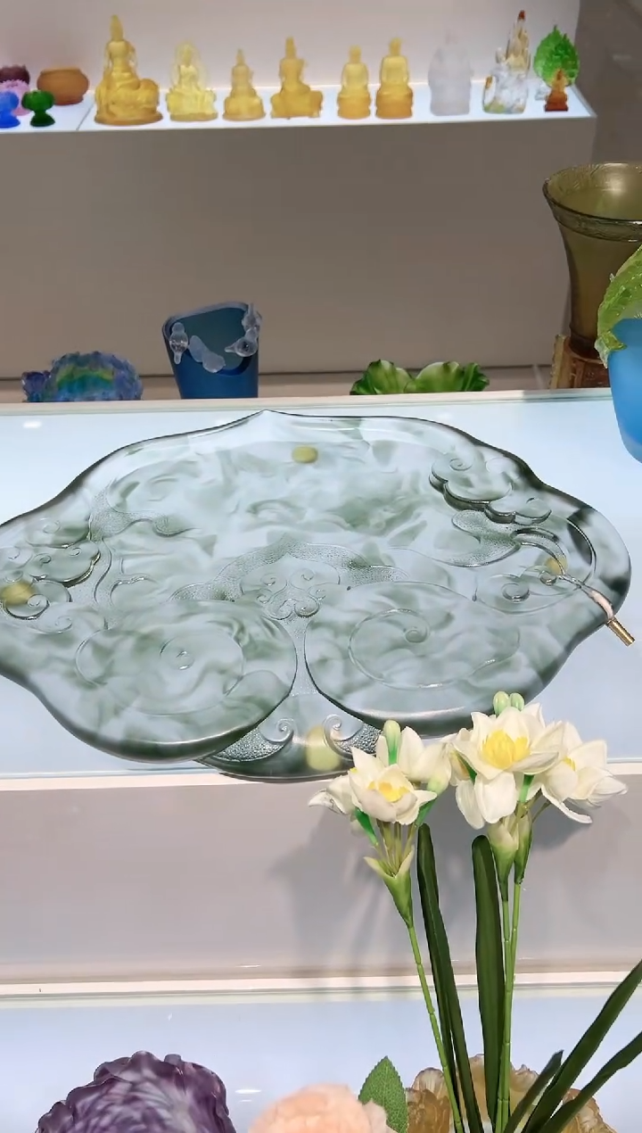 【闪购商品】茶宠古法琉璃如意大茶盘55厘米