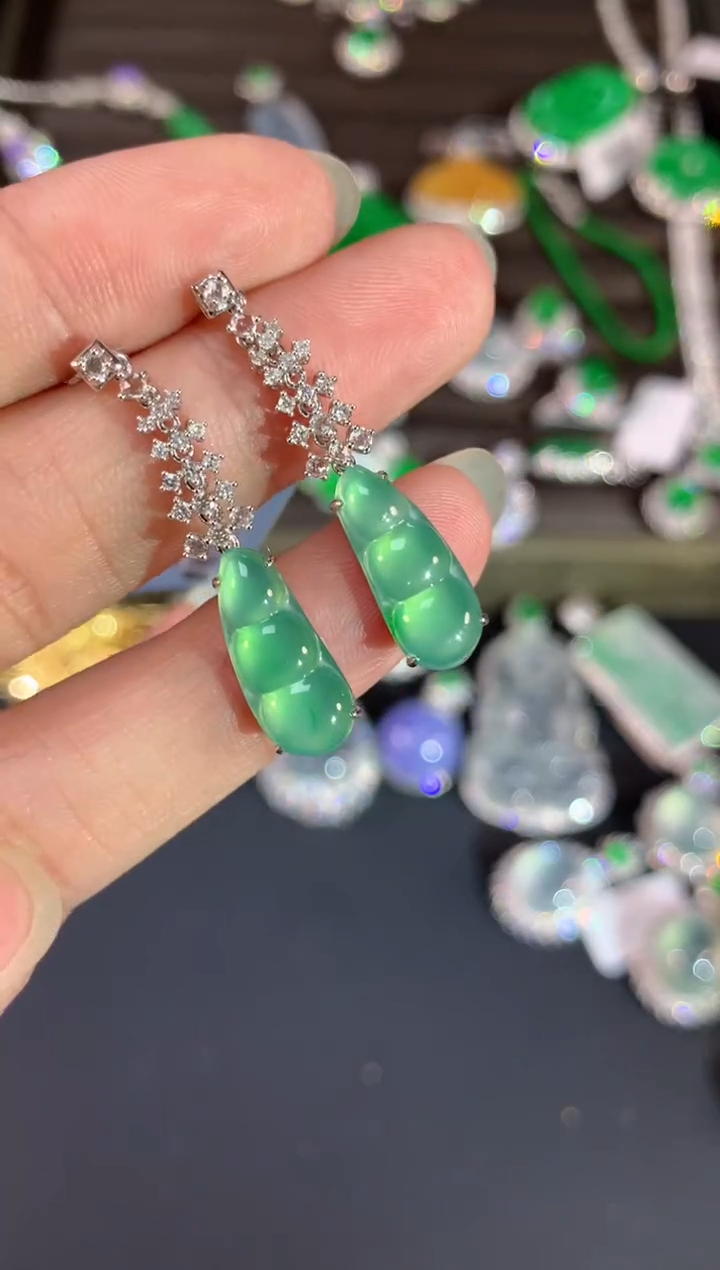 【闪购商品】翡翠耳饰18K金镶嵌Z240|9800