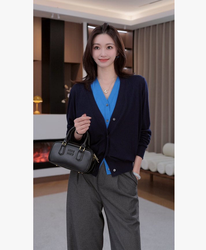 江南同款 澳洲羊毛+桑蚕丝2025新款早秋两件套针织衫