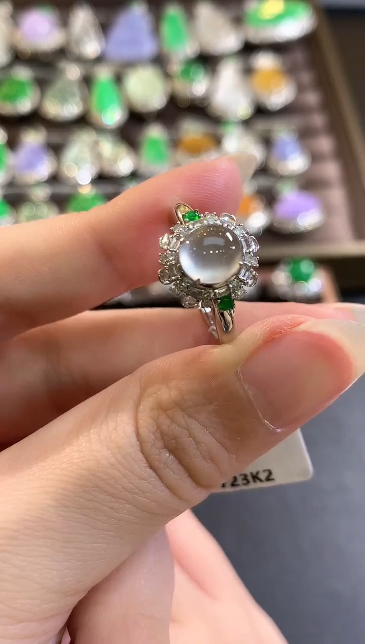 18K金镶嵌戒指翡翠d91  