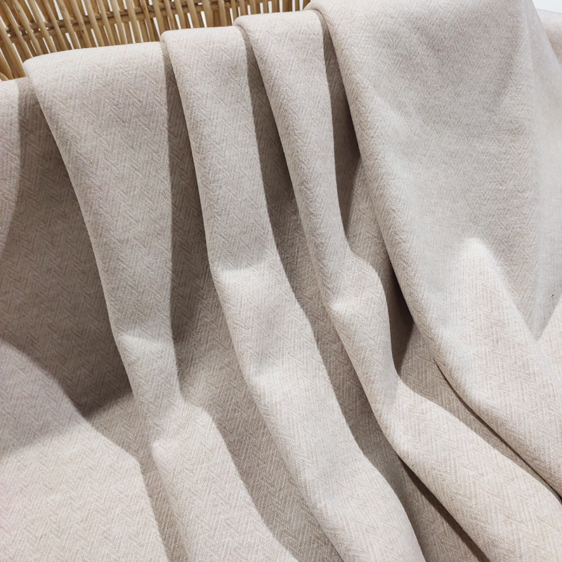 加绒人字纹浅米色 加厚醋酸羊毛裤子布料 保暖弹力服装针织厚面料