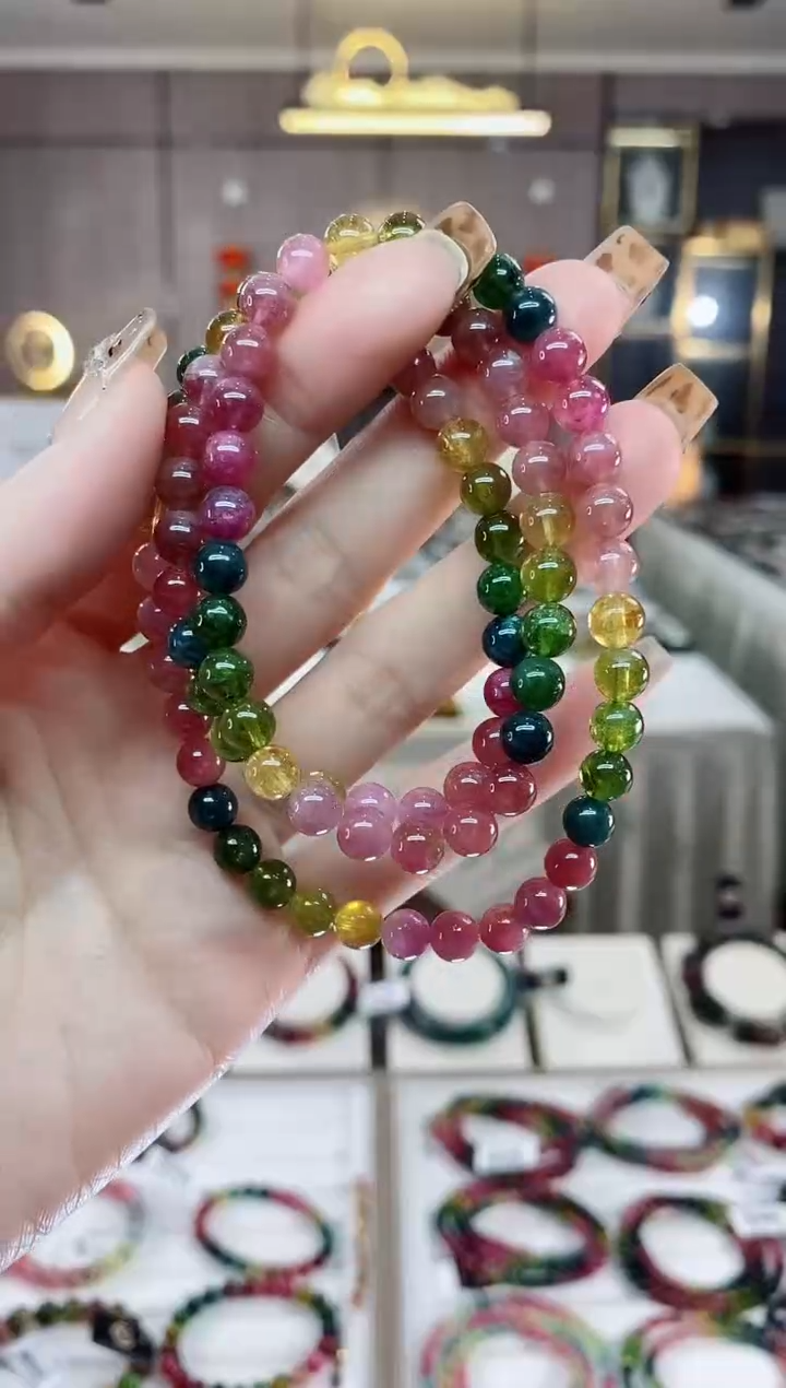 【闪购商品】三圈手串6mm+未镶嵌碧玺dan多样性发货一条