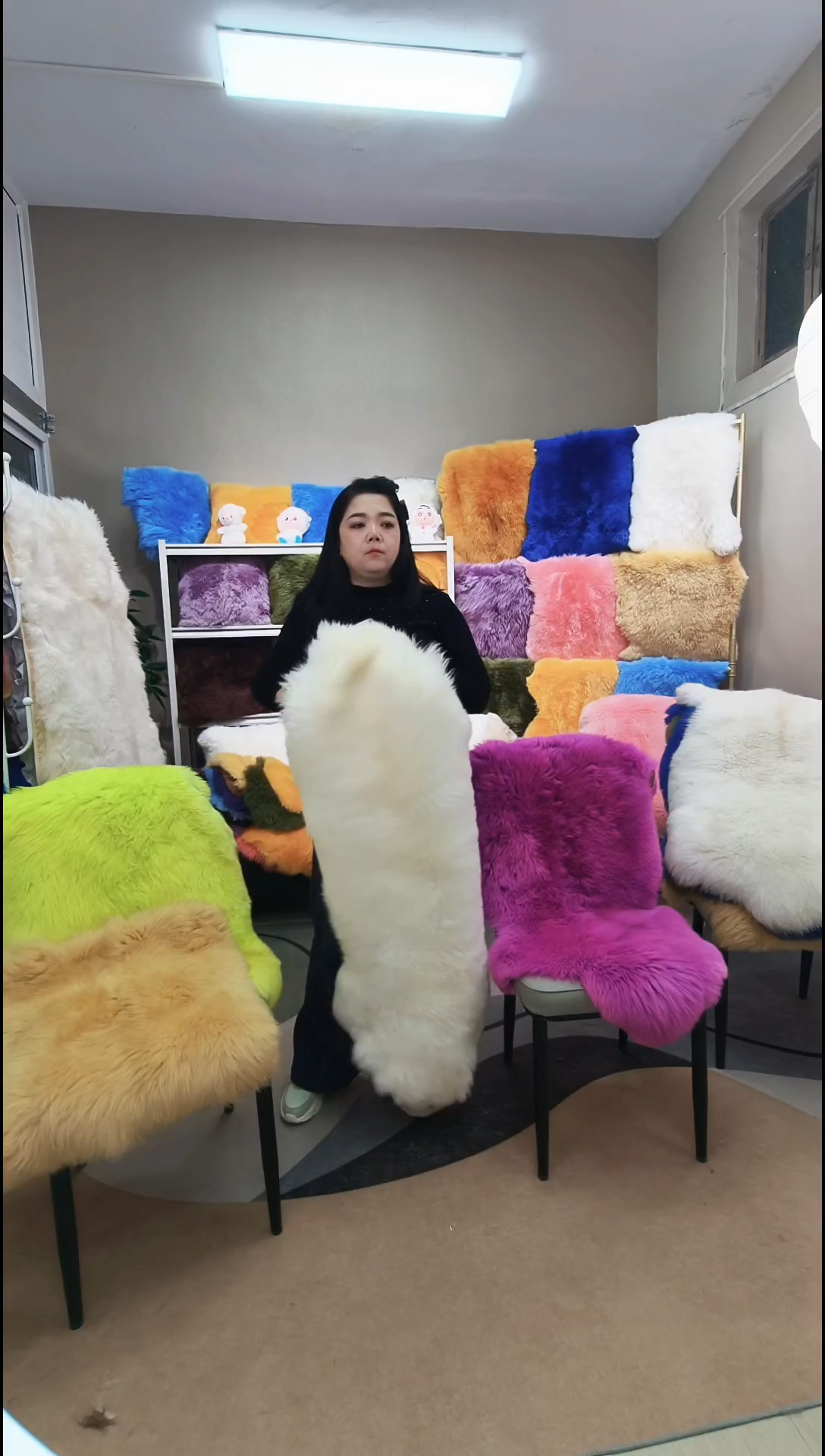 羊皮毛一体邢风沐绒纯羊毛皮沙发垫（50cm*100cm）白色