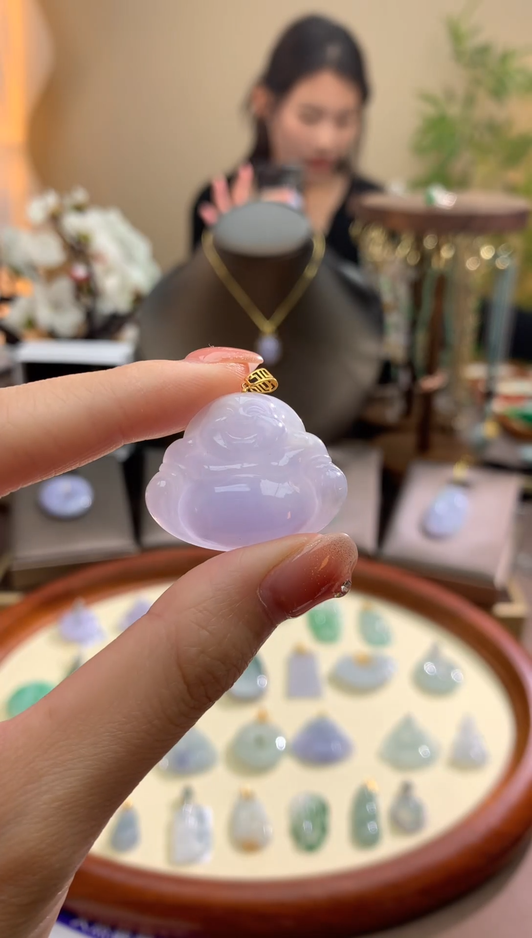 【闪购商品】翡翠颈饰18K金镶嵌佛公