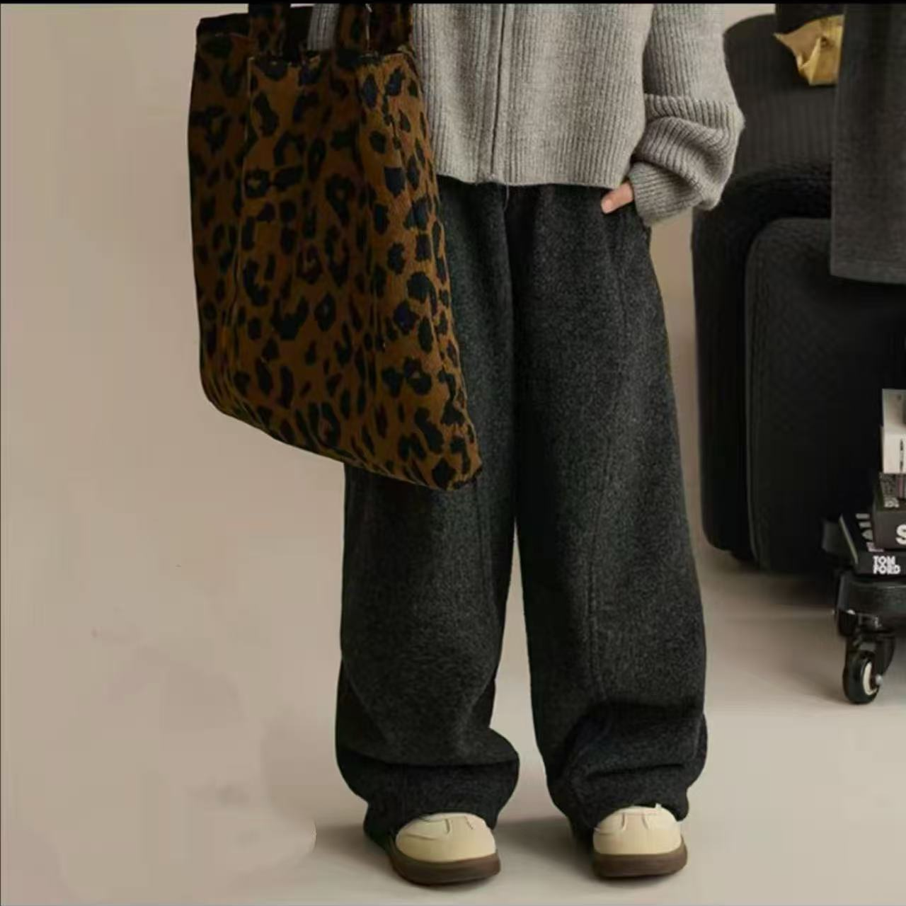 510222  韩版儿童休闲舒适洋气日常冬季加绒糯米运动裤