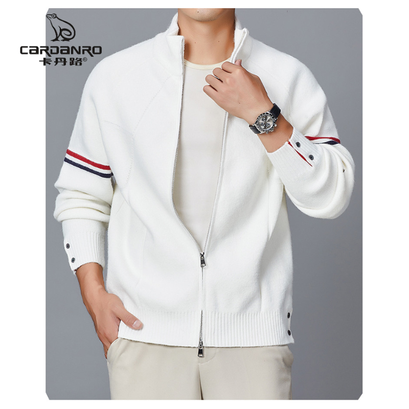 卡丹路2025秋季新款毛衣男士休闲百搭立领针织开衫外套男