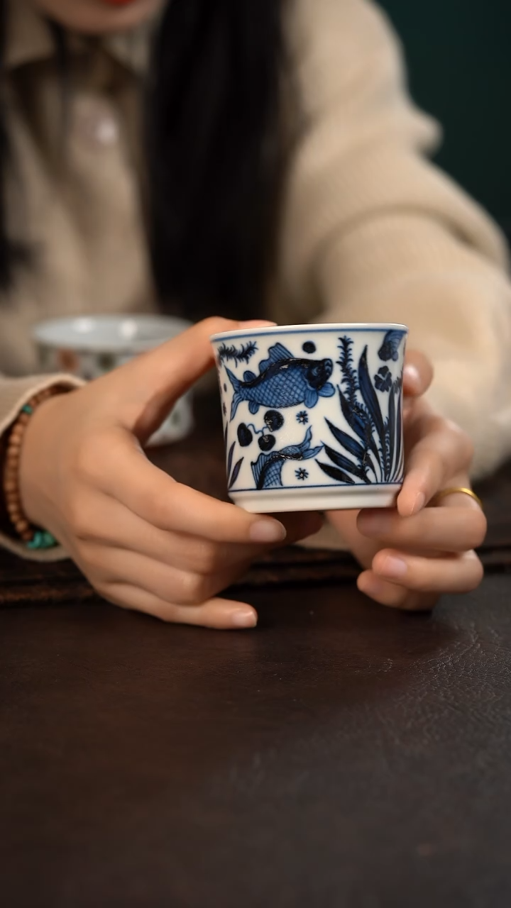 【闪购商品】杯赏君鱼藻纹直口杯