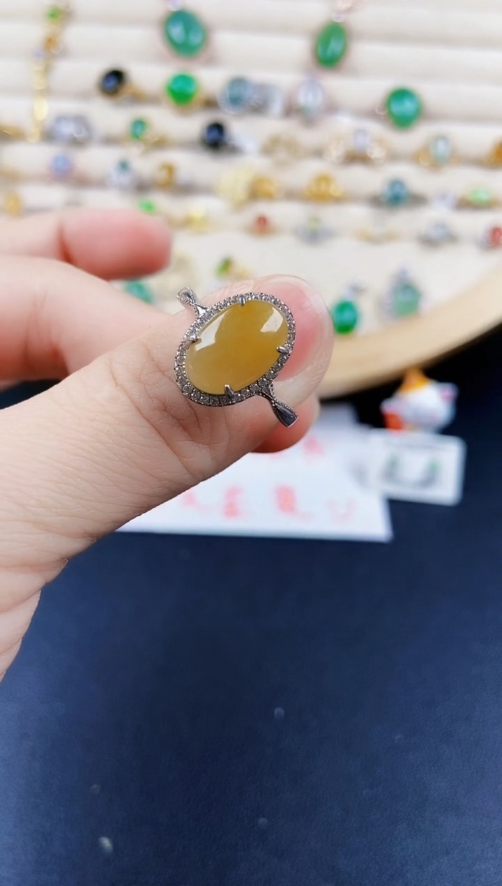 翡翠戒指银S925镶嵌45689879