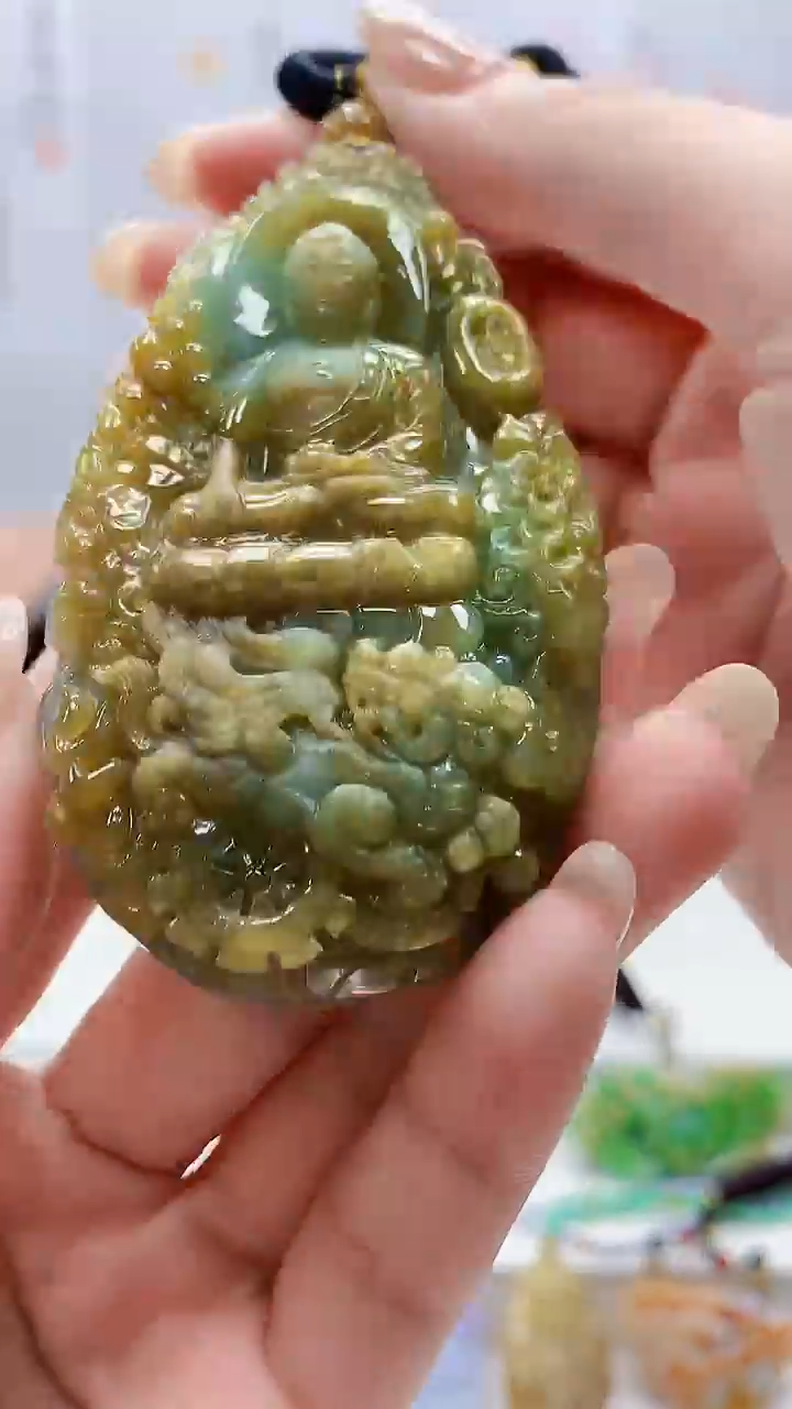 未镶嵌定制翡翠5060lr-毛货挂件105
