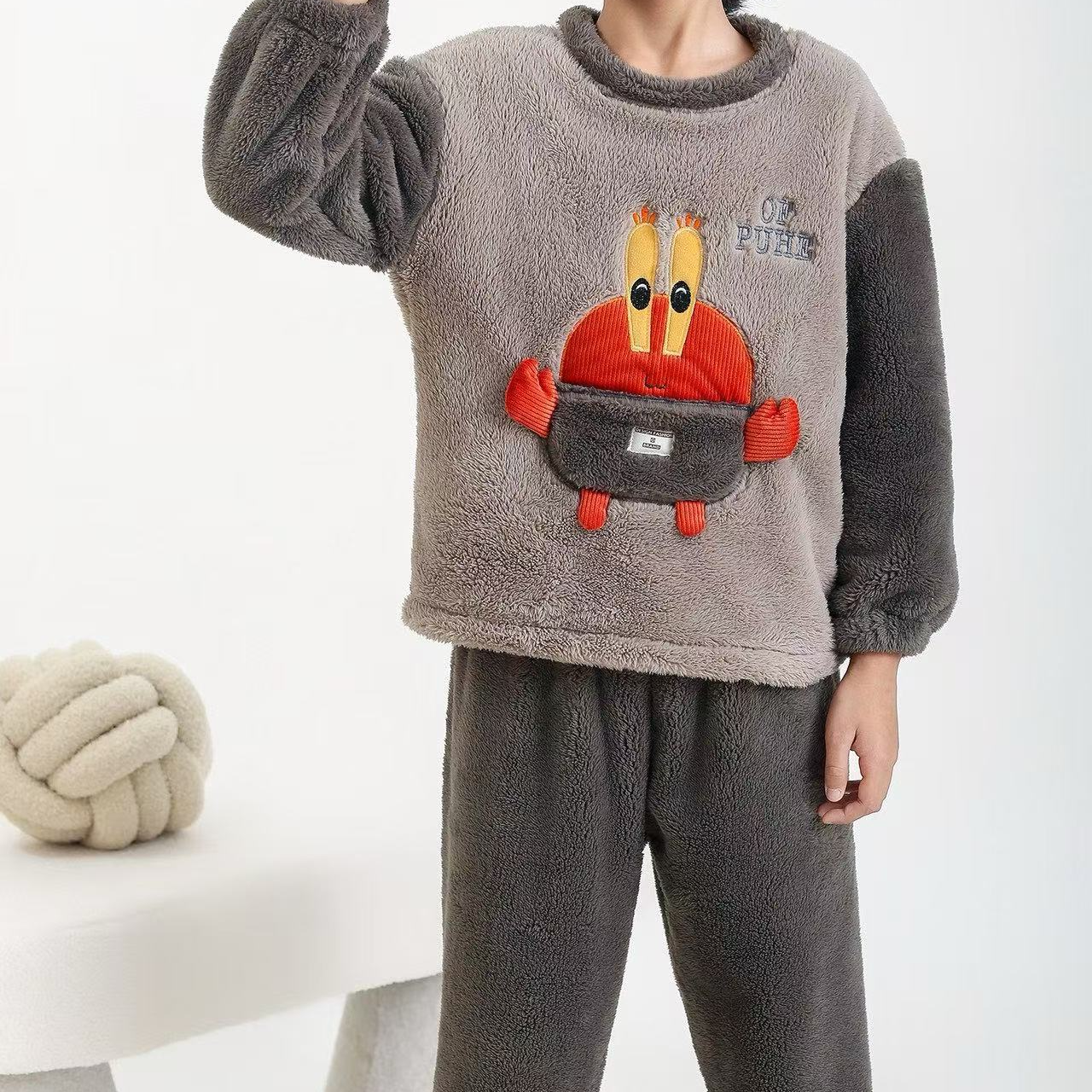 特加绒睡衣套装中大童加厚家居服保暖家居服套装宝宝加厚中大童