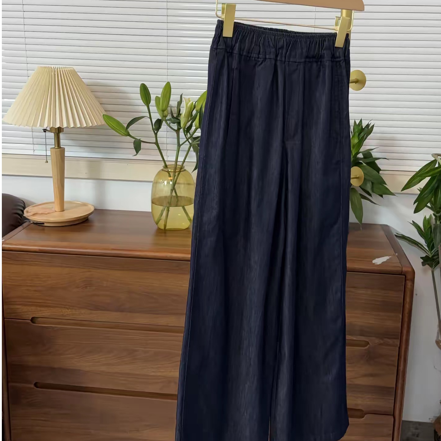 【原歌】夏季新款全棉松紧腰慵懒气质简约百搭九分软牛仔裤YG779