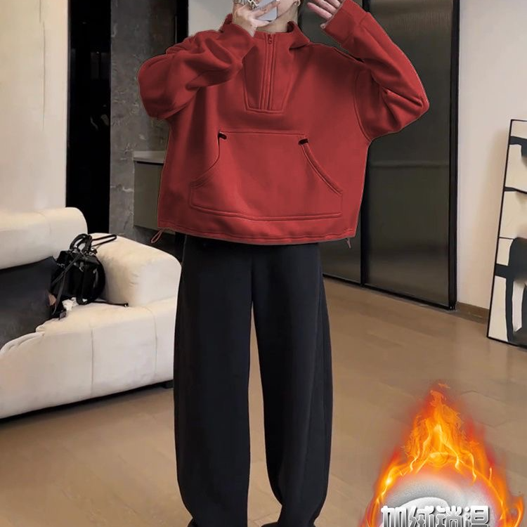 韩版薄款女夏季透气拉链套头卫衣显瘦加绒加厚