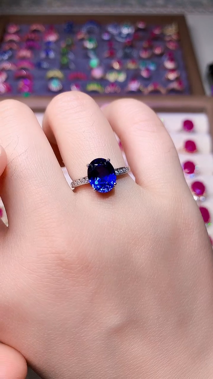 【闪购商品】蓝宝石戒指银S925镶嵌....