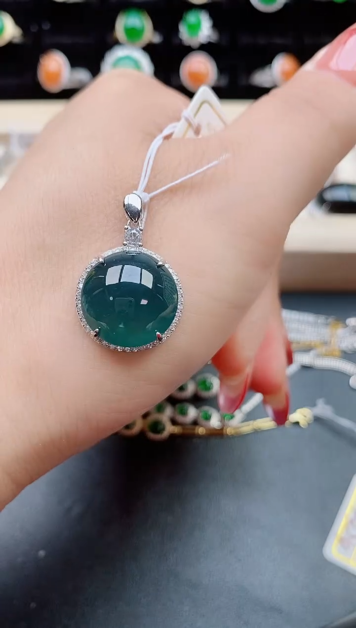 【闪购商品】翡翠吊坠(赠链)银S925镶嵌508058