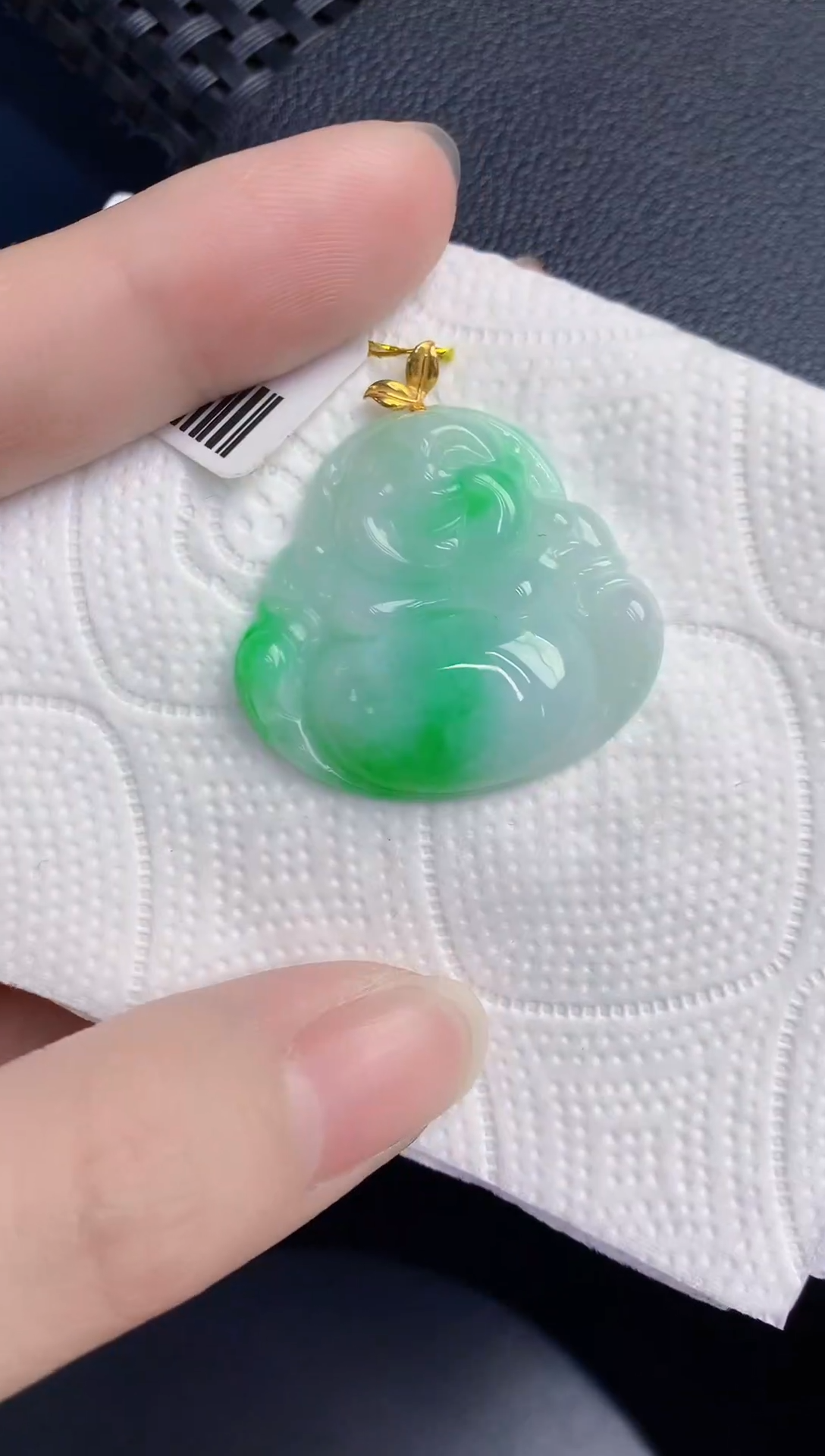 颈饰18K金镶嵌翡翠天然翡翠缅甸A货