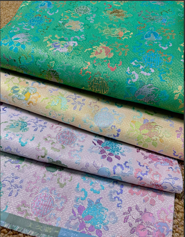 上久楷品牌宋锦古钱三多寿粉紫色金色绿色做发夹手机壳包包葫芦