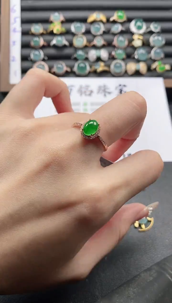 银S925镶嵌戒指翡翠51511