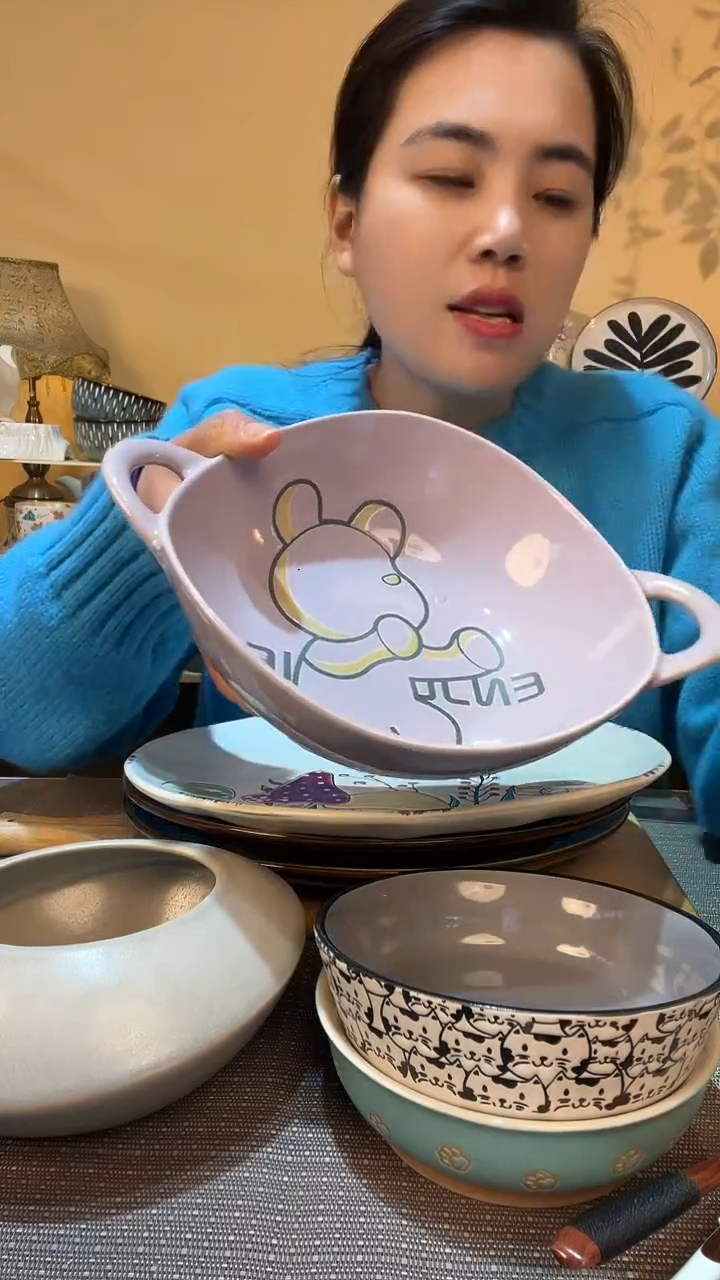 【闪购商品】瓷片异形双耳碗 微瑕介意勿拍