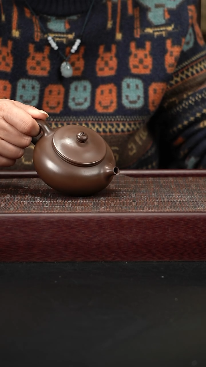 茶壶紫砂格子泥寒江200cc