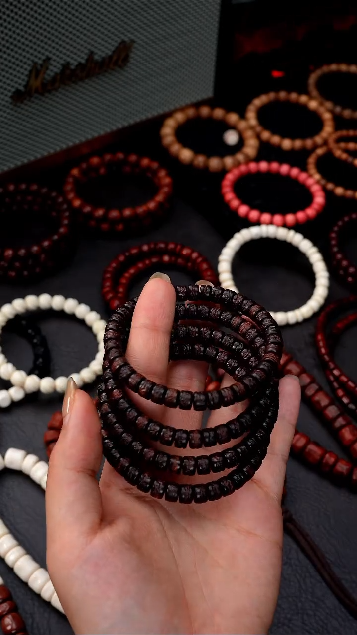 手串/手链小叶紫檀山*石小叶紫檀5*7嘎片单圈药片珠